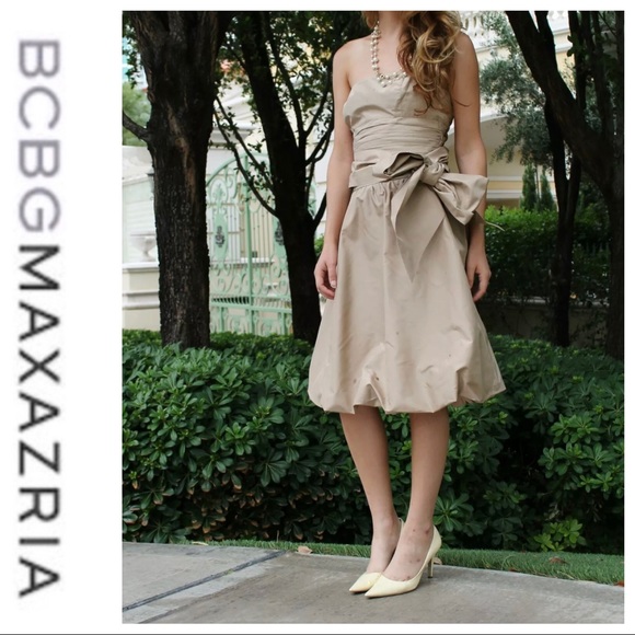 💕SALE💕BCBGMaxAzria Silk Taffeta Strapless Dress - Picture 4 of 11